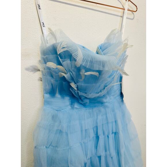 MAC DUGGAL 20529 Powder Blue Strapless Feathers Short Tulle Dress NWT sz 6 - Picture 11 of 16
